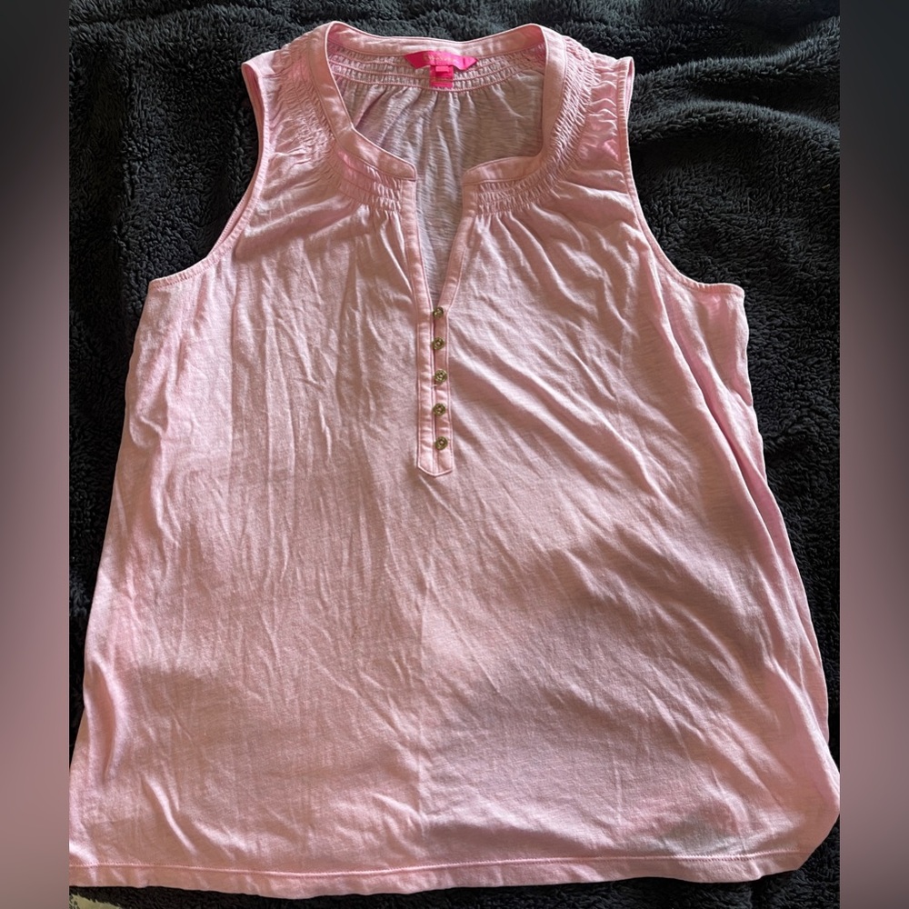 Lilly Pulitzer Light pink Essie Top with Button Detail